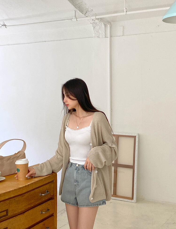 ブークレニットカーディガン5色 BEIGE