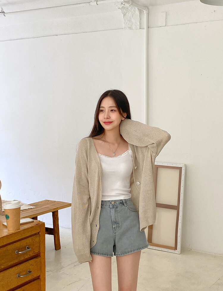 ブークレニットカーディガン5色 BEIGE