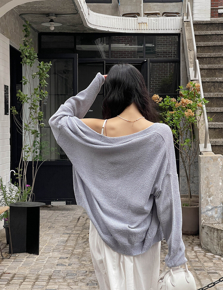 ブークレニットカーディガン5色 SKY BLUE