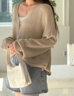 ブークレニットカーディガン5色 BEIGE