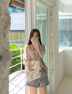 ブークレニットカーディガン5色 BEIGE