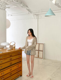 ブークレニットカーディガン5色 BEIGE