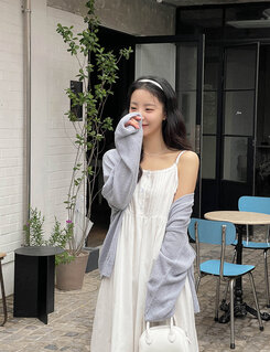 ブークレニットカーディガン5色 SKY BLUE