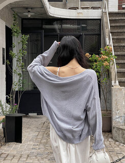 ブークレニットカーディガン5色 SKY BLUE