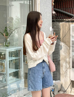 [3分丈/5分丈/丈別] -5℃クールショートデニムパンツ ブルー