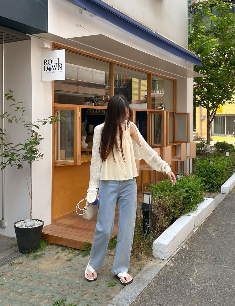 SJE4840 ハイウエストストレートデニムパンツ デニム - SONA