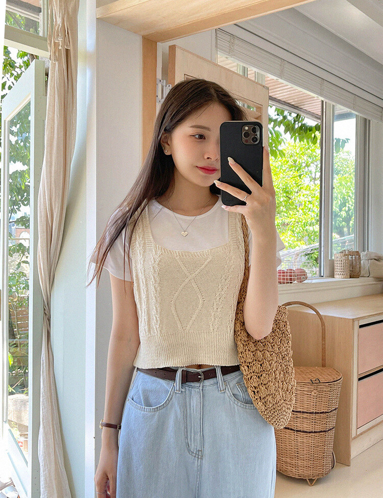 ケーブルクロップニットベスト｜ベスト｜韓国ファッション通販 SONA
