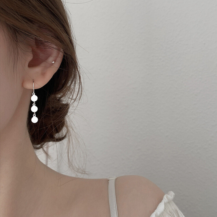 ミニサークルドロップピアス シルバー