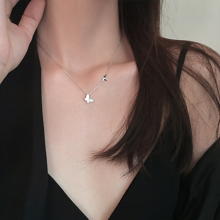 2連ハートネックレス シルバー