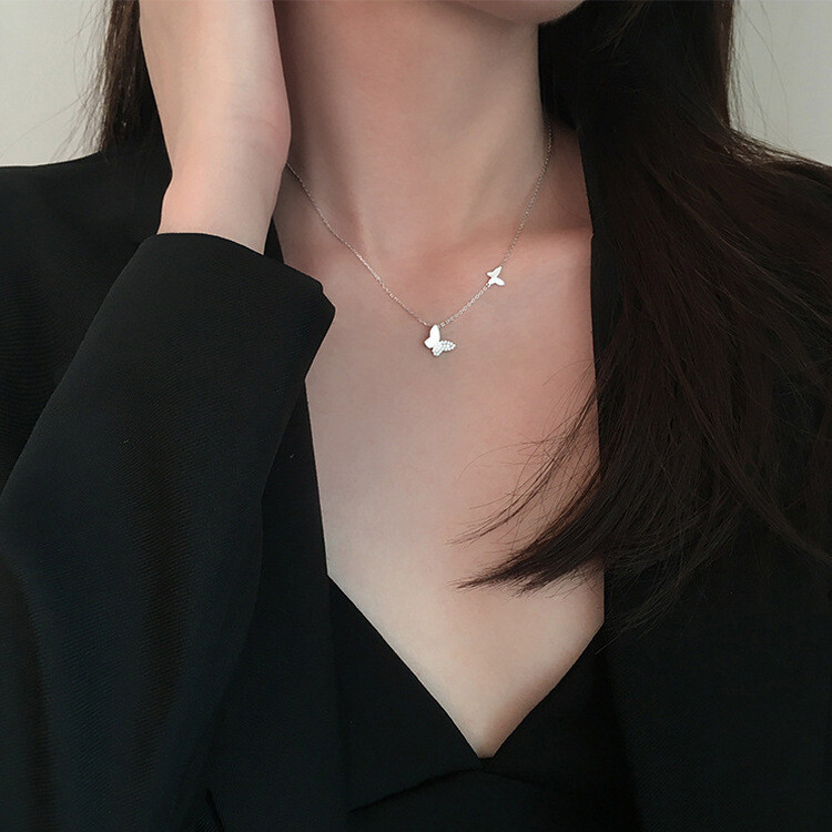 2連ハートネックレス シルバー