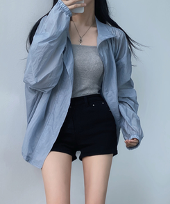 ハイウエストスリムショートパンツ BLACK