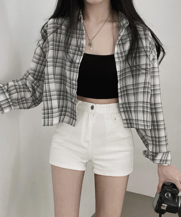 ハイウエストスリムショートパンツ IVORY