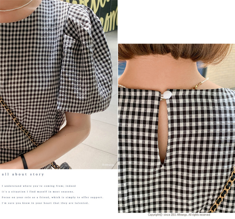 SONA | st1548 チェックブラウススカートセットアップ | 10代・20代女性ファッション韓国通販
