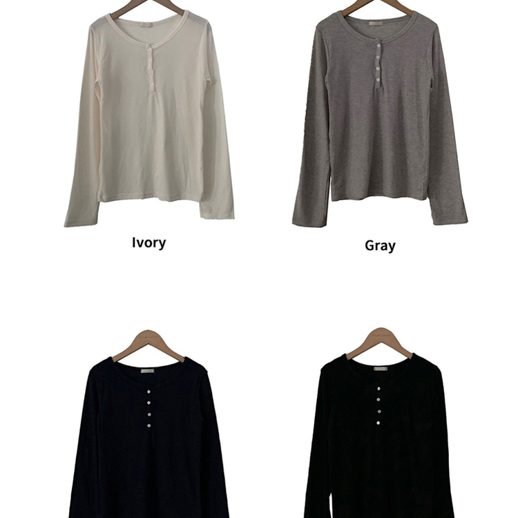 말라보이는 버튼 찰랑 티셔츠 4color