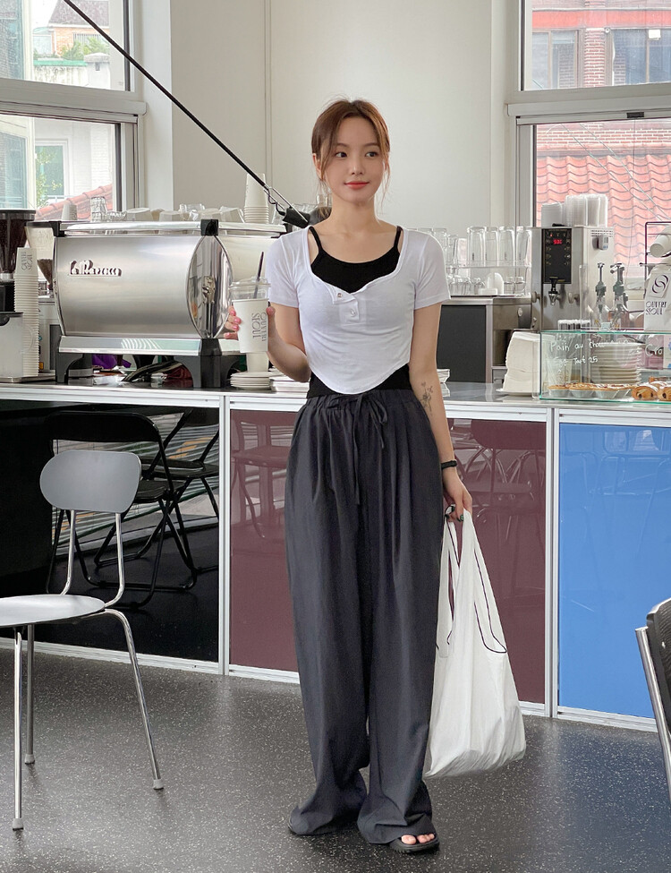 토스 매트 밴딩 롱팬츠 차콜