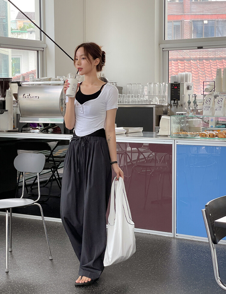 토스 매트 밴딩 롱팬츠 차콜