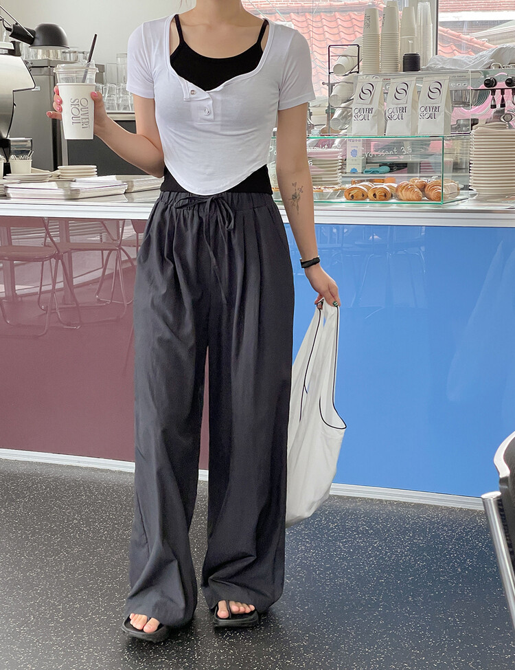 토스 매트 밴딩 롱팬츠 차콜