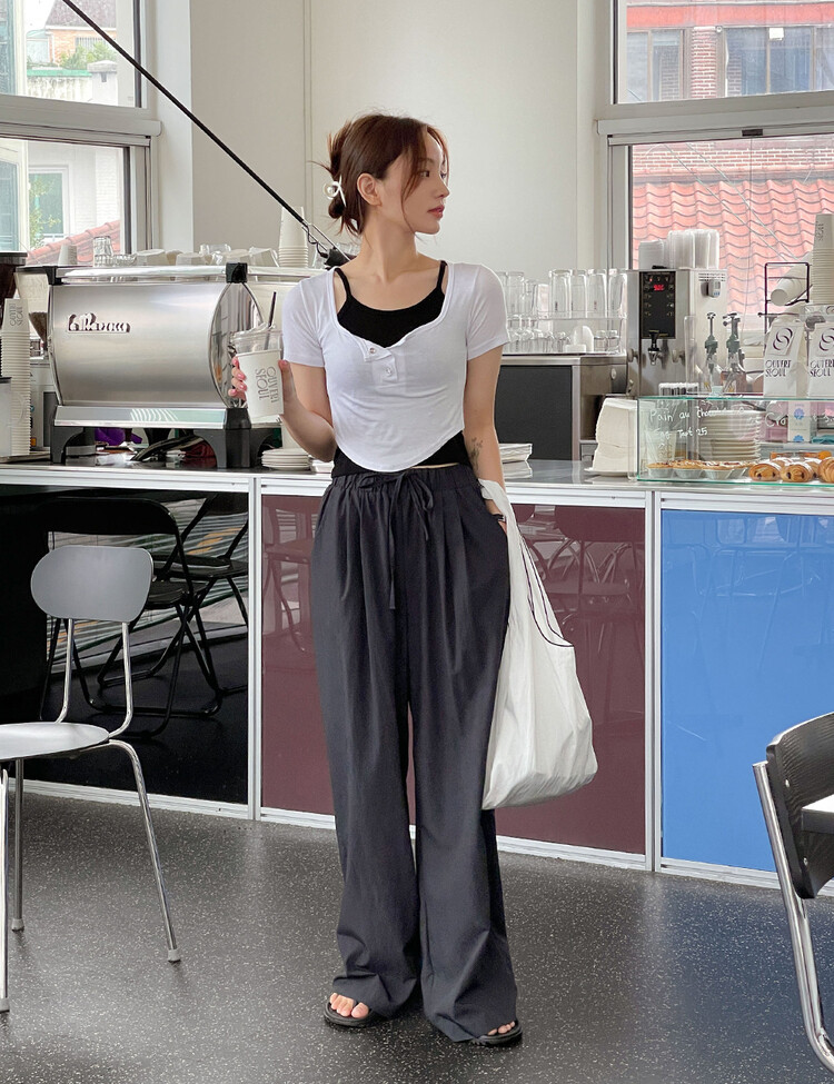 토스 매트 밴딩 롱팬츠 차콜