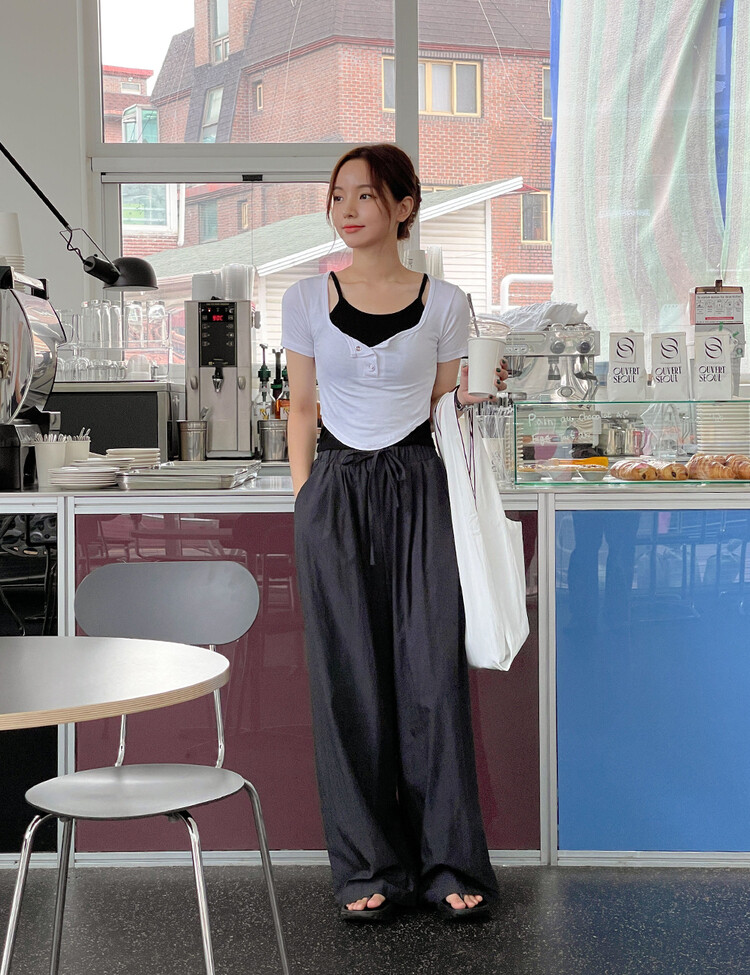 토스 매트 밴딩 롱팬츠 차콜