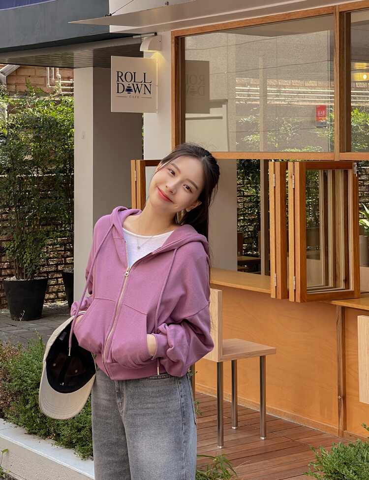 [ベーシック/クロップ]7days#シリーズルーズフィットフード2種 PURPLE