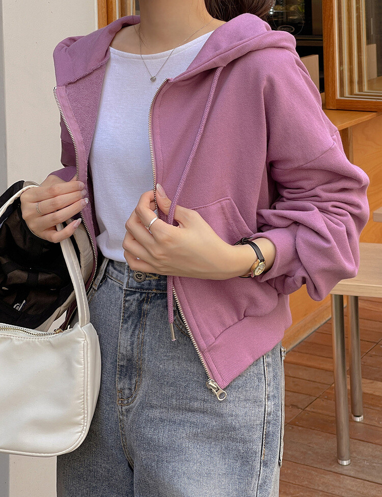 [ベーシック/クロップ]7days#シリーズルーズフィットフード2種 PURPLE