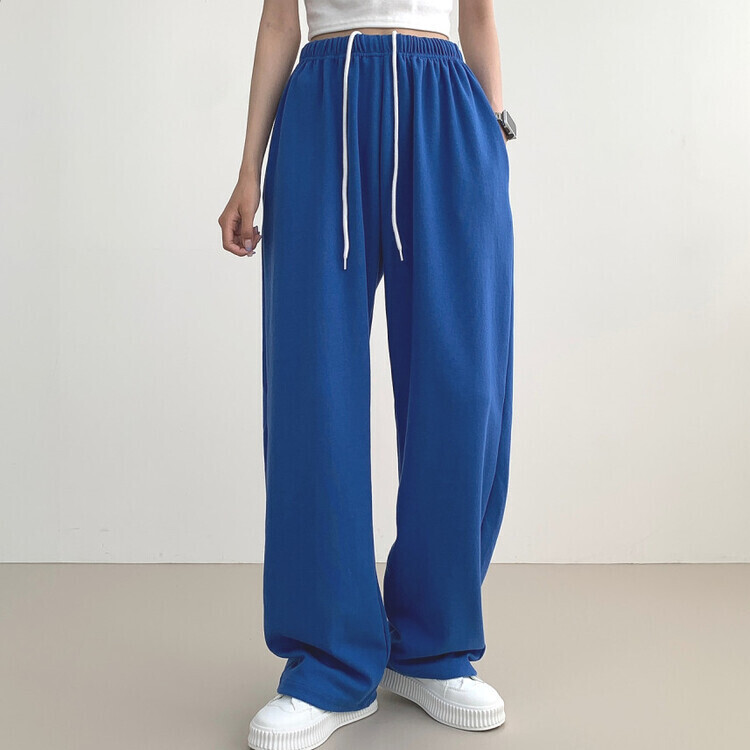 9Col비비드 컬러 롱와이드 밴딩 트레이닝 간절기 팬츠 블루