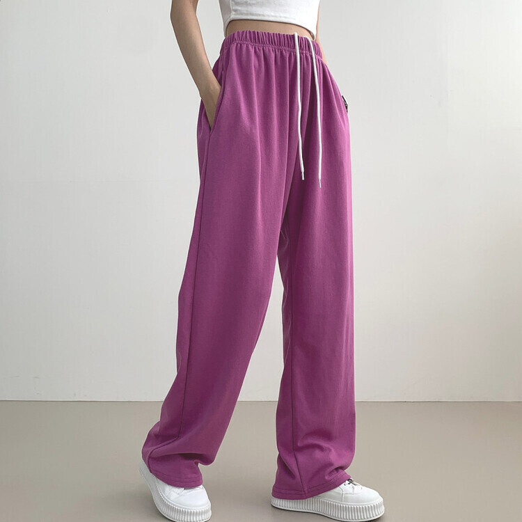 9Col비비드 컬러 롱와이드 밴딩 트레이닝 간절기 팬츠 퍼플