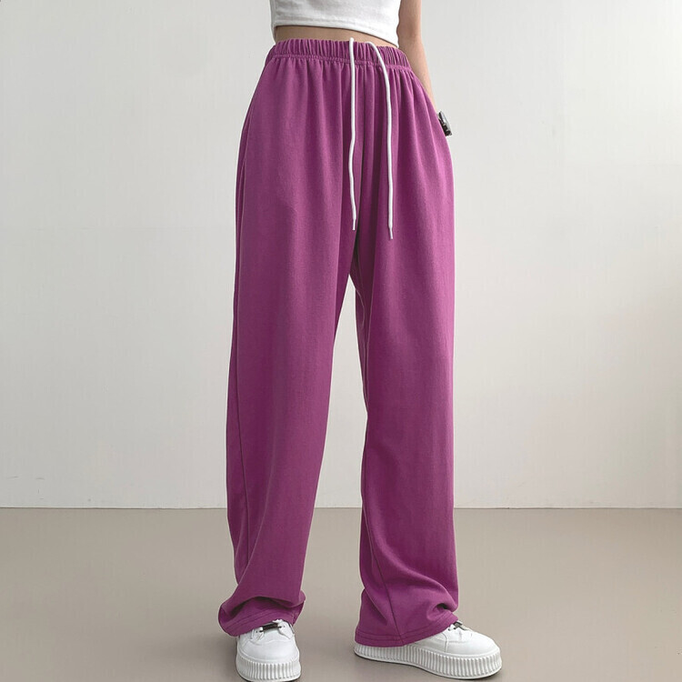 9Col비비드 컬러 롱와이드 밴딩 트레이닝 간절기 팬츠 퍼플