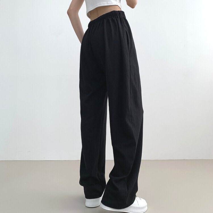 9Col비비드 컬러 롱와이드 밴딩 트레이닝 간절기 팬츠 블랙