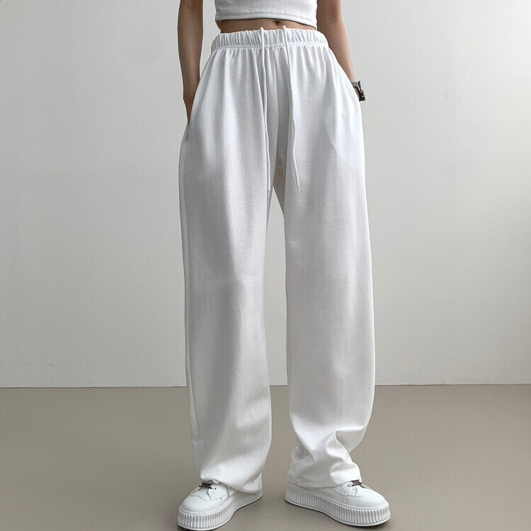 9Col비비드 컬러 롱와이드 밴딩 트레이닝 간절기 팬츠 아이보리