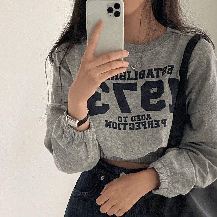 ESTABLISHED 1973バンディングクロップスウェット｜スウェット｜韓国