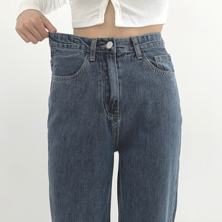 속밴딩 자신만만 워싱 롱와이드 극찬핏 데님팬츠 진청