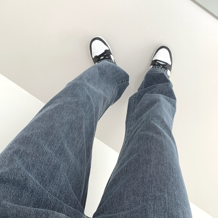 속밴딩 자신만만 워싱 롱와이드 극찬핏 데님팬츠 진청