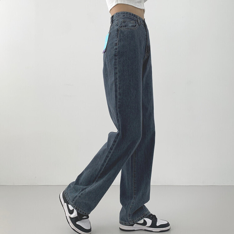 속밴딩 자신만만 워싱 롱와이드 극찬핏 데님팬츠 진청