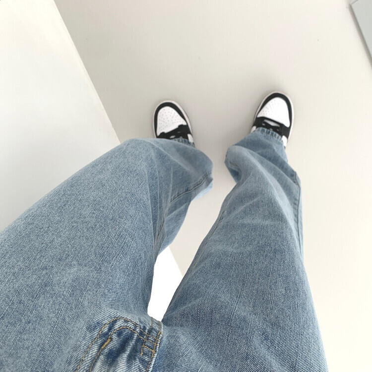 속밴딩 자신만만 워싱 롱와이드 극찬핏 데님팬츠 연청