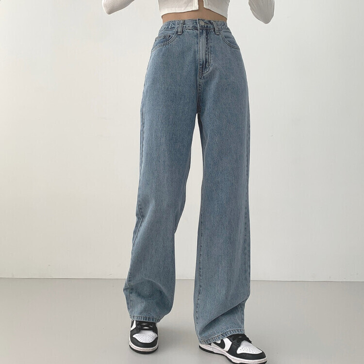 속밴딩 자신만만 워싱 롱와이드 극찬핏 데님팬츠 연청