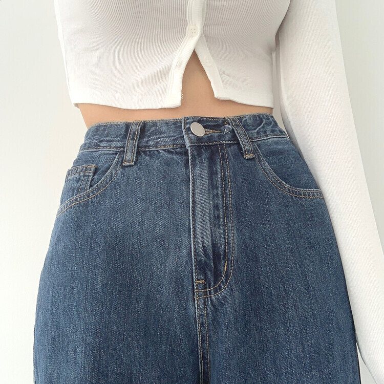 속밴딩 자신만만 워싱 롱와이드 극찬핏 데님팬츠 중청