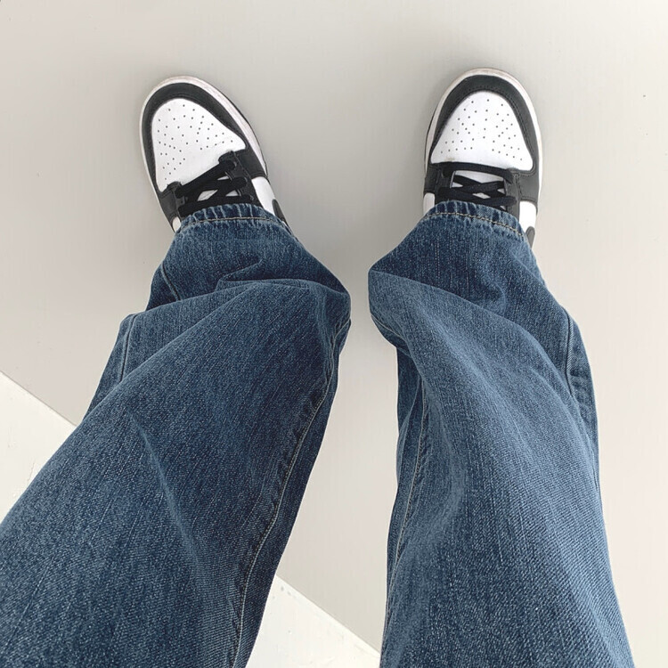 속밴딩 자신만만 워싱 롱와이드 극찬핏 데님팬츠 중청