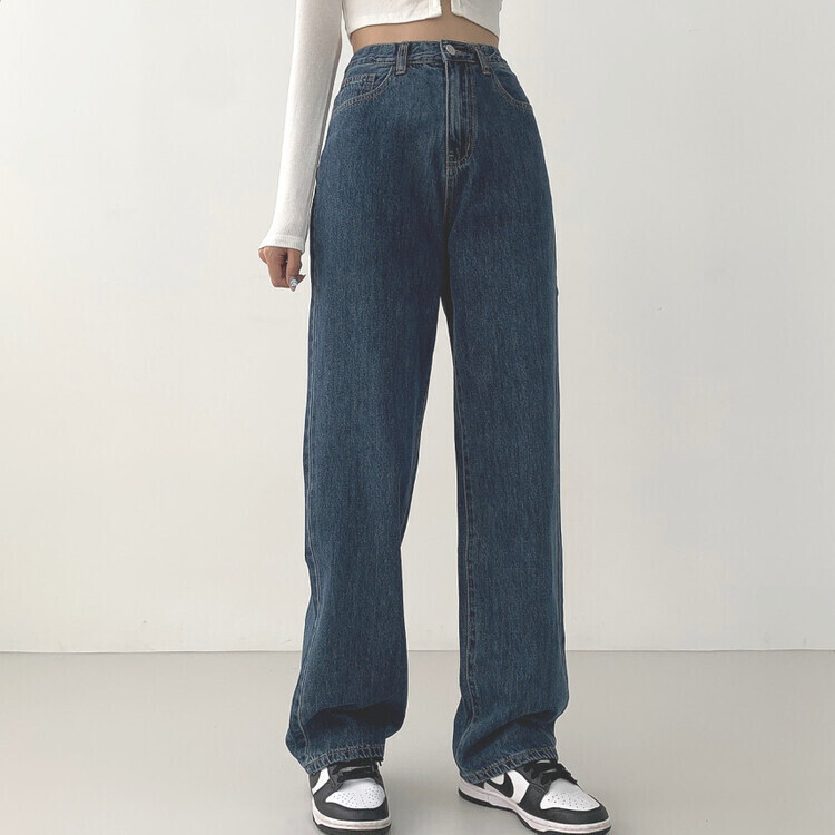 속밴딩 자신만만 워싱 롱와이드 극찬핏 데님팬츠 중청