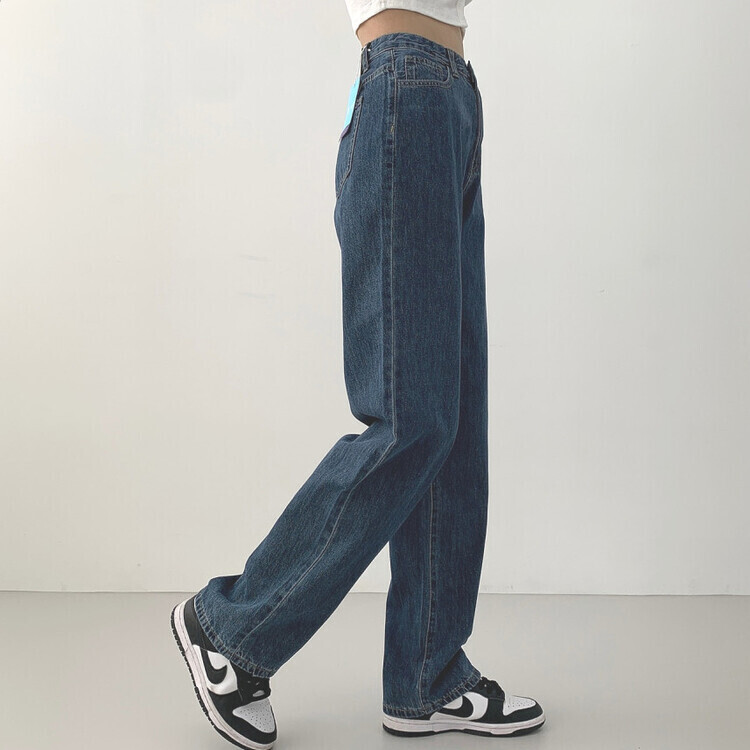 속밴딩 자신만만 워싱 롱와이드 극찬핏 데님팬츠 중청