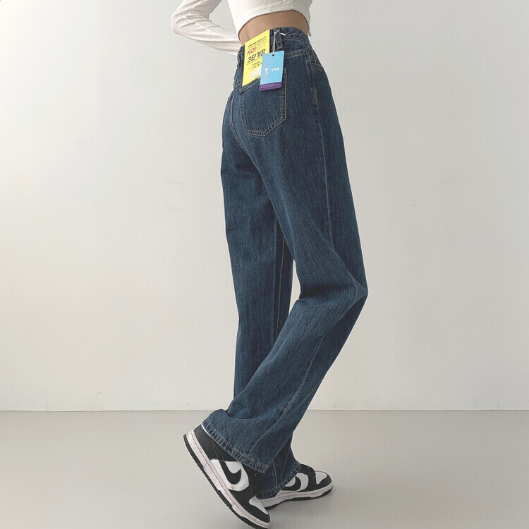 속밴딩 자신만만 워싱 롱와이드 극찬핏 데님팬츠 중청