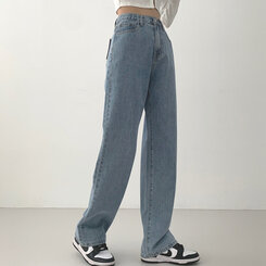 ウォッシングワイドロングデニムパンツ(丈選択可能/S~2XL) ライトブルー