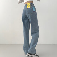 ウォッシングワイドロングデニムパンツ(丈選択可能/S~2XL) ライトブルー