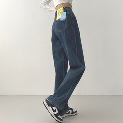 ウォッシングワイドロングデニムパンツ(丈選択可能/S~2XL) ブルー