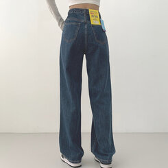 ウォッシングワイドロングデニムパンツ(丈選択可能/S~2XL) ブルー