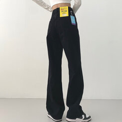 ウォッシングワイドロングデニムパンツ(丈選択可能/S~2XL) ブラック