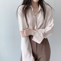 シークレットボタンルーズフィットシャツ10色 LIGHT BEIGE