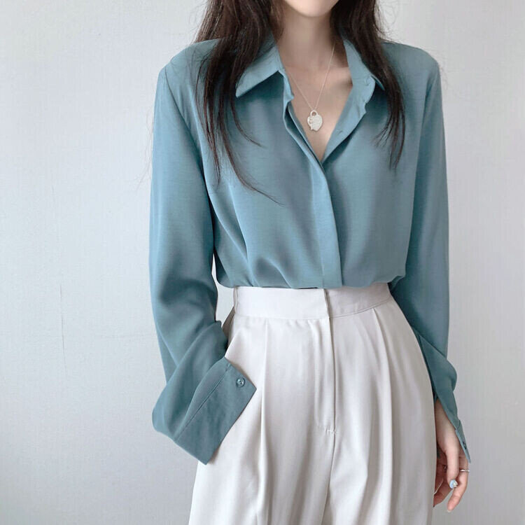 シークレットボタンルーズフィットシャツ10色 KHAKI