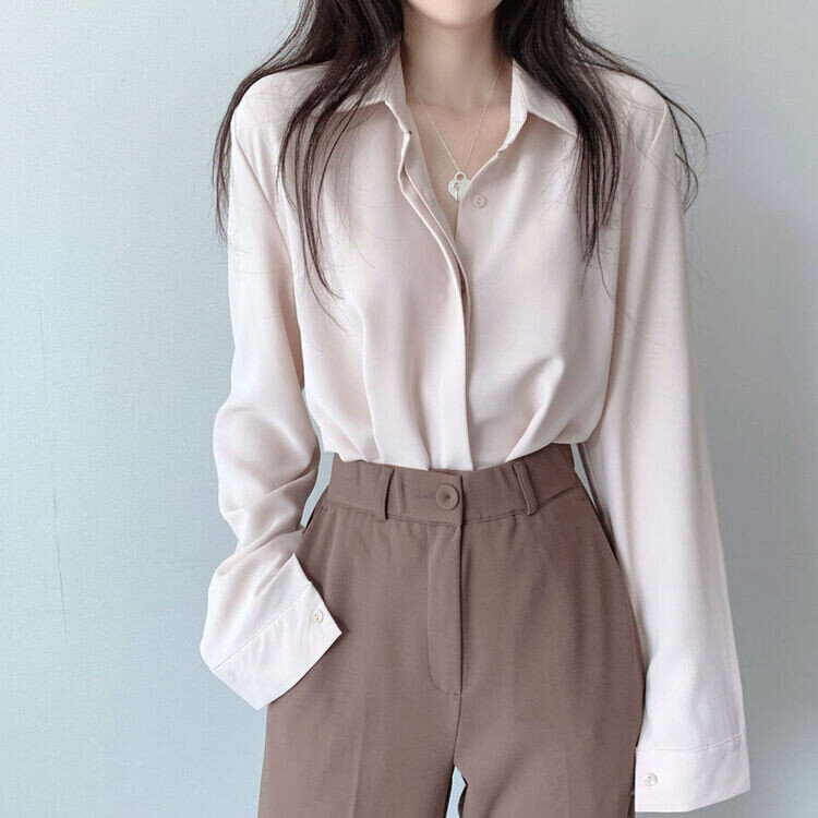 シークレットボタンルーズフィットシャツ10色 LIGHT BEIGE
