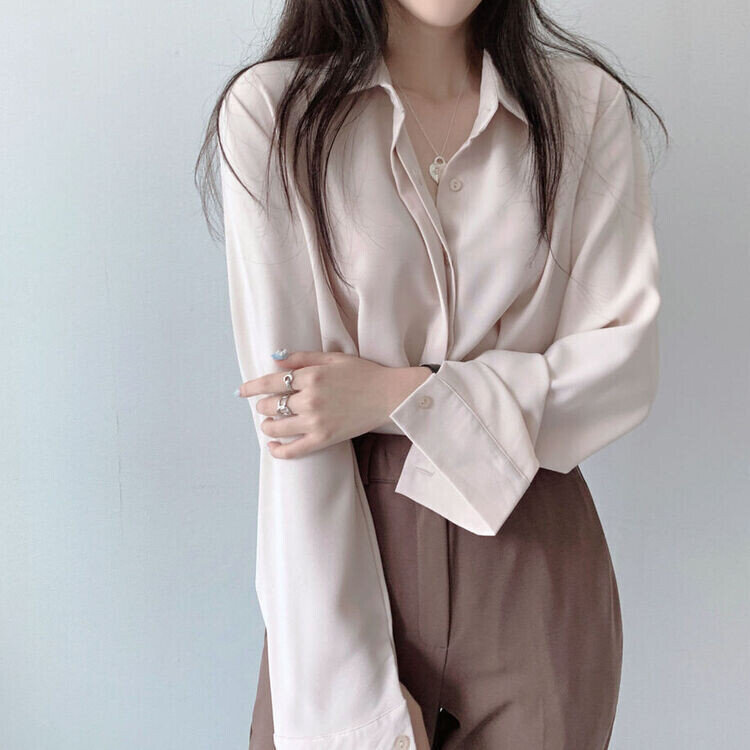 シークレットボタンルーズフィットシャツ10色 LIGHT BEIGE